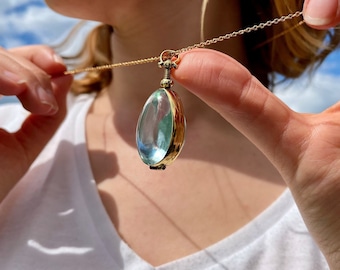 Teardrop Locket for Birthstones - Gold Birthstone Locket - Gold Vermeil Locket for Charms - Gold Lockets for Small Charms - Graduation Gift