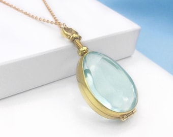 Teardrop Gold Vermeil Locket Gold Locket for Photos Gold Locket Pendant Empty Glass Locket Gold Antique Locket 30th Birthday Gift Girl Gift