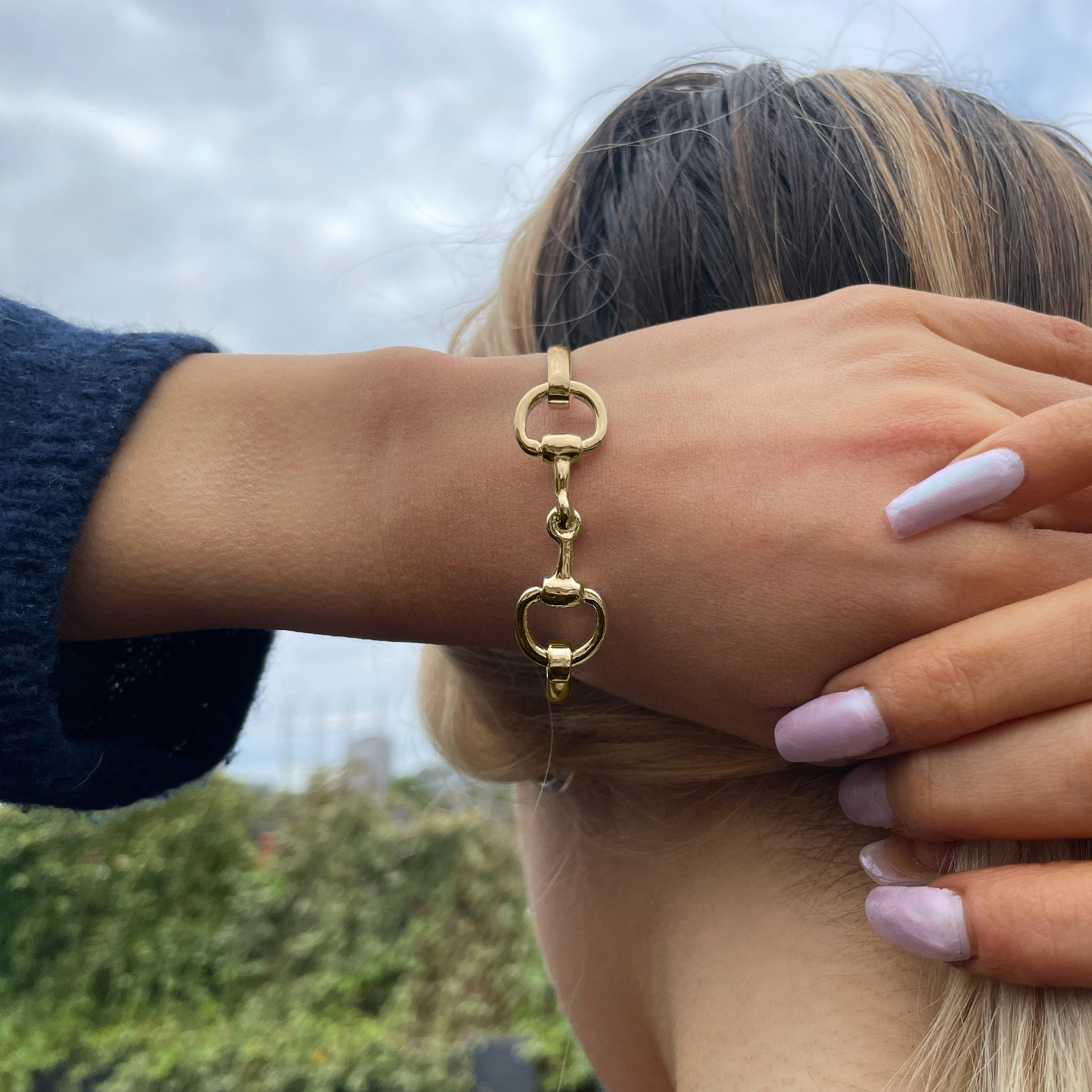 Gold Horsebit Bangle Small Size 18k Gold Vermeil Horse Bit Bangle Gold Snaffle Bit Bracelet Personalised Horse Jewelry Lover Gold Jewellery