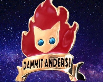 Anders Pin- Dragon Age 2 - Dammit Anders - Gold Cat Pin