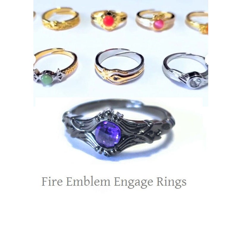 Anillos de compromiso con emblema de fuego Alear Byleth Ike Soren Chrom Marth Lucina Corrin Sigurd Eirika Roy Hector Leif Micaiah Pact Ring imagen 1