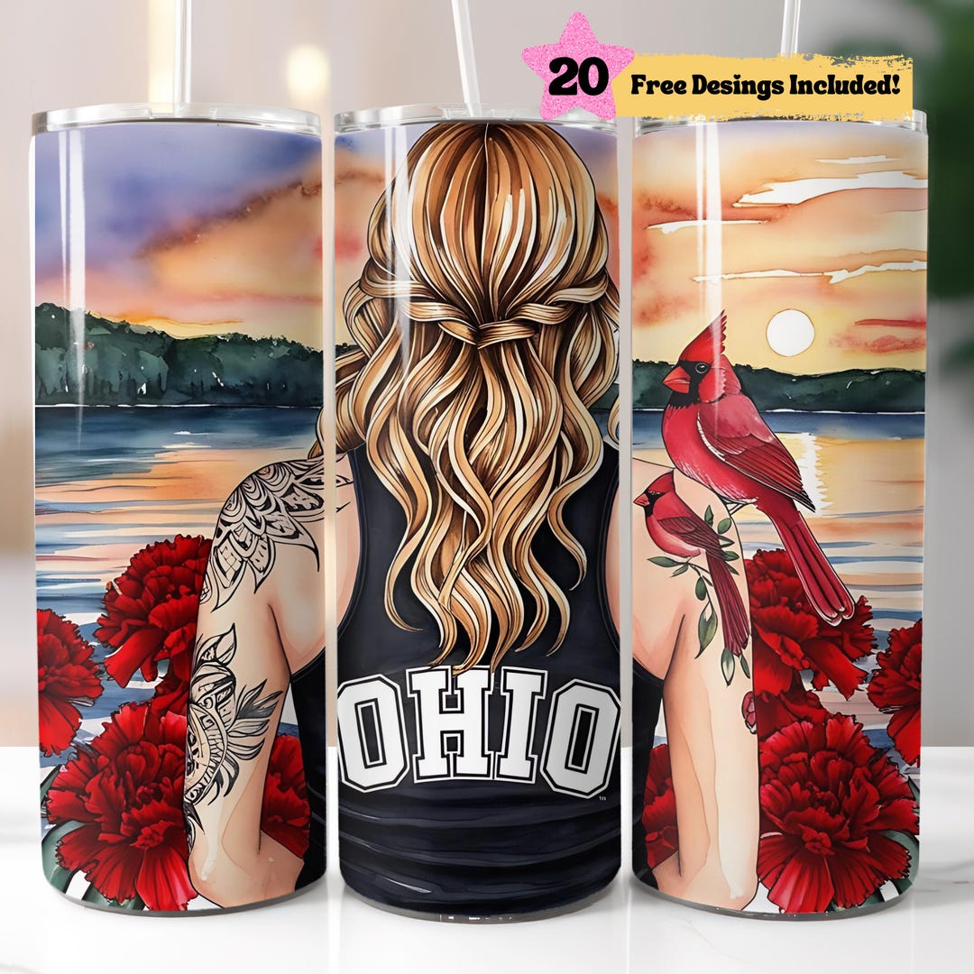 Ohio State 20 Oz Skinny Tumbler Design Wrap , Buckeye State Girl ...