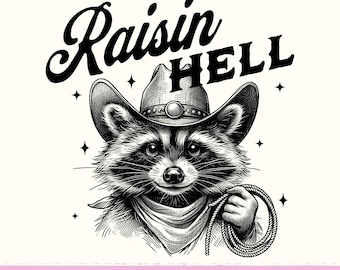 Western Waschbär Cowboy PNG - Rarising Hell Design (digitaler Download)