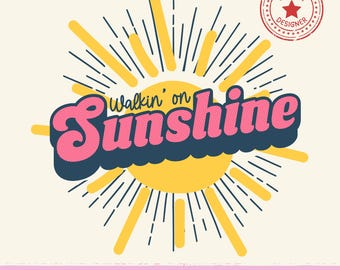 Walking On Sunshine PNG: Retro Summer Design (Digital Download)