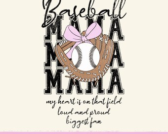 Baseball Mama PNG: Coquette Bow Design (Digital Download)