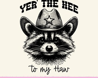 Lustiger Waschbär Cowboy PNG: Western Shirt Design (Digitaler Download)