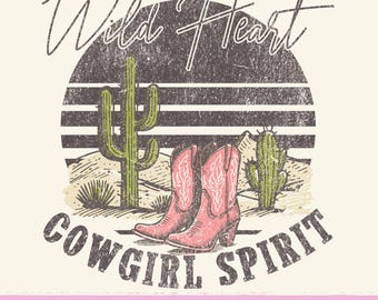 Wild Heart Western Cowgirl Spirit Png, Cowgirl Summer, Cowgirl Beach png, Girly Western png, Summer png, Trendy Summer Shirt Design