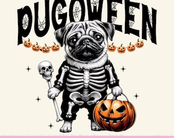 Pug Halloween PNG | Dog Mom Shirt Sublimation Design | Spooky Season | Dog Lover