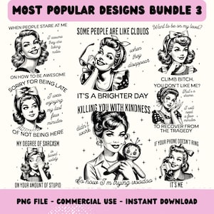 Retro Housewife PNG Bundle 3, Sarcastic Sayings Bundle, Retro Clip Art Bundle, Funny Sayings, Adult Humour, Sarcastic Shirt Designs Png