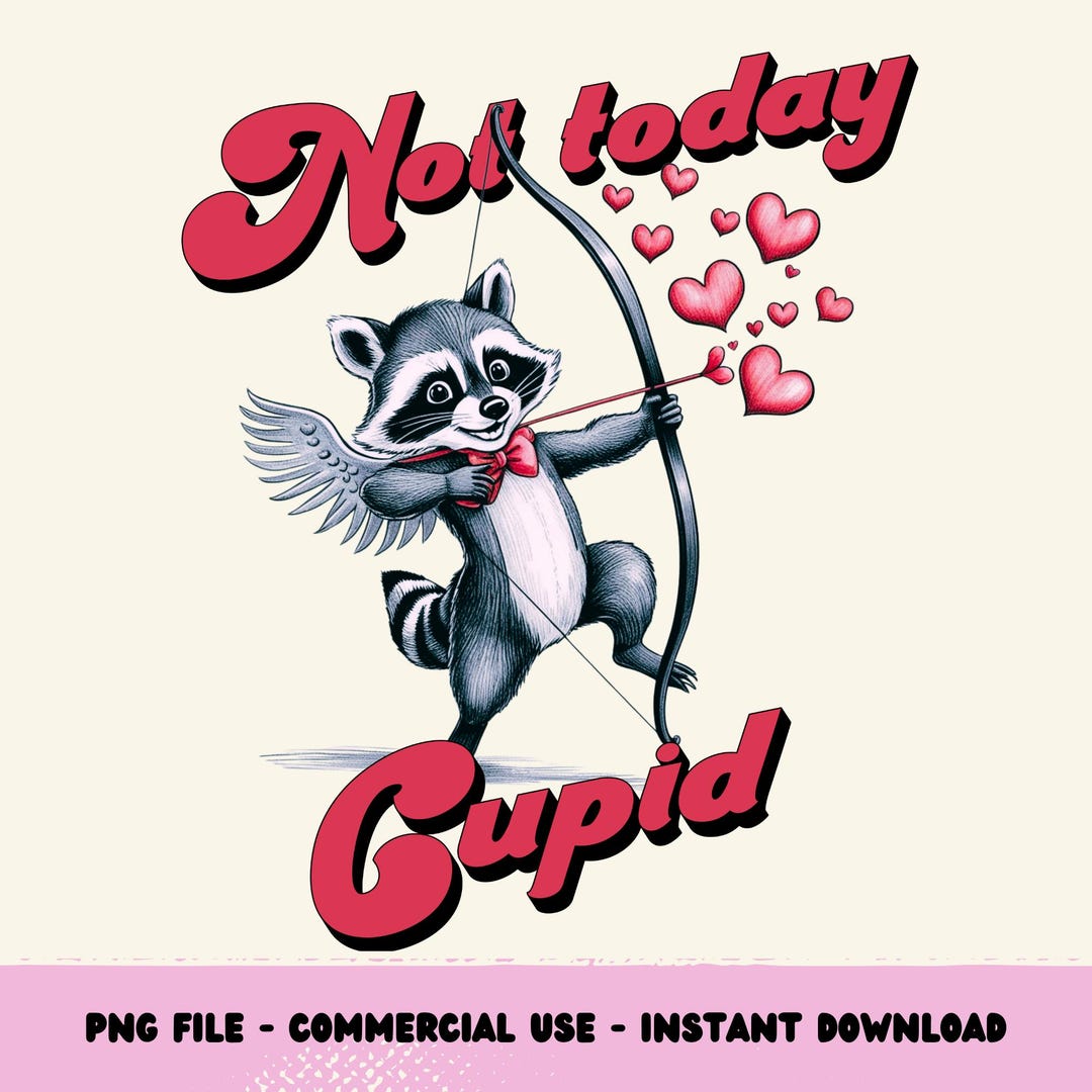 Cupid Raccoon Funny Raccoon Anti-valentine PNG: Sarcastic Cupid T-shirt Design ...