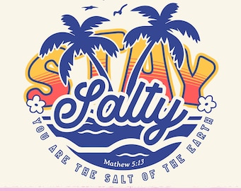 Stay Salty Christian PNG: shirtontwerp zomer oceaan (digitale download)