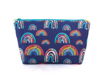 Zipper Pouch Sewing Kit - Navy Rainbows - Beginner Sewing Kit - Sewing Project Kit