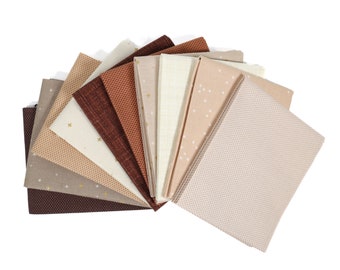 Latte (10) Piece Fat Quarter Bundle - Fat Quarters - Beige, Tan, Neutral, Brown Curated Fabric Quarter Bundle - Brown Fat Quarters, Modern