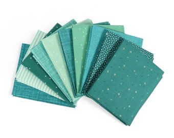 Wintergreen (10) Piece Fat Quarter Bundle, Curated Fat Quarter Bundle, Blue Green Fabric, Mint Green Bundle, Green Fat Quarter Bundles