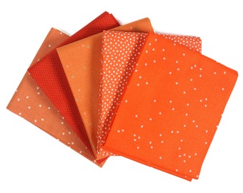 Orange (5) Fat Quarter Bundle - Fat Quarters - Curated Fat Quarter Bundle - Orange Fabric Bundle - Orange Fat Quarters