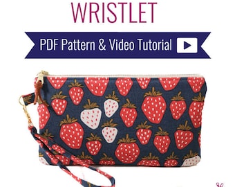 Wristlet Sewing Pattern - Downloadable PDF Pattern & Video Tutorial - Easy Beginner Sewing Pattern - Zipper Pouch Pattern - Purse Pattern