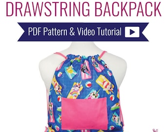 Drawstring Backpack - Downloadable PDF Pattern & Video Tutorial