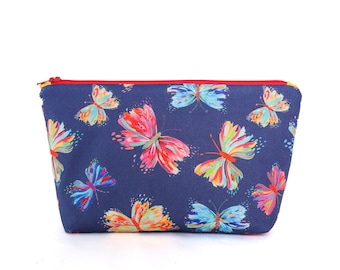 Zipper Pouch Sewing Kit - Navy Butterflies - Beginner Sewing Kit - Sewing Project Kit