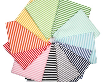 1/8" Stripes from Riley Black Designs (12) Fat Quarter Bundle - Rainbow Fat Quarters, Striped Fabric, Small Stripes, Binding Fabric