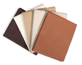 Latte (5) Piece Fat Quarter Bundle - Fat Quarters - Beige, Tan, Neutral, Brown Curated Fabric Quarter Bundle - Brown Fat Quarters