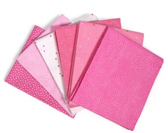 Bubble Gum Pink (6) Piece Fat Quarter Bundle - Fat Quarters - Curated Fat Quarter Bundle - Pink, Light Pink Fabric Bundle