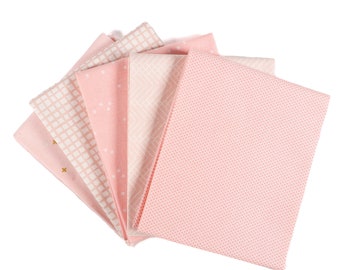 Blush Pink (5) Piece Fat Quarter Bundle - Fat Quarters - Curated Fat Quarter Bundle - Peachy Pink Pink, Ballet Pink Fabric Bundle