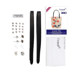 Lincoln Tote Leather Handles, Hardware Kit & Pattern - Black