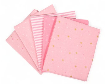 Pink (5) Piece Fat Quarter Bundle - Fat Quarters - Curated Fat Quarter Bundle - Light Pink, Baby Pink Fabric Bundle