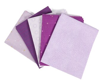 Purple (5) Piece Fat Quarter Bundle - Purple Fat Quarters - Curated Fat Quarter Bundle - Voilet, Lavender, Purple Fabric Bundle, Grape