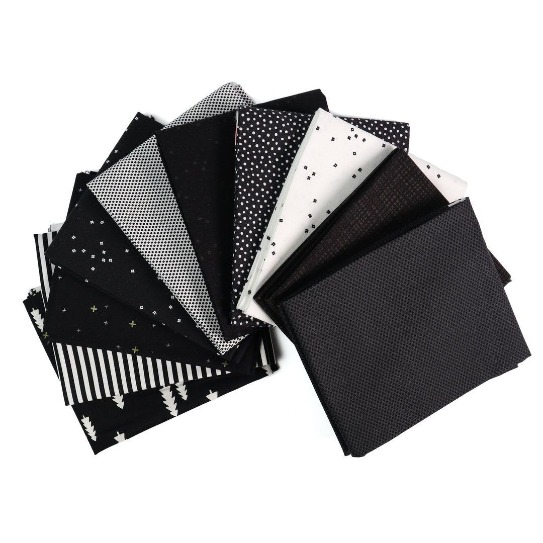 Black and White 10 Fat Quarter Bundle Fat Quarters Curated Black and