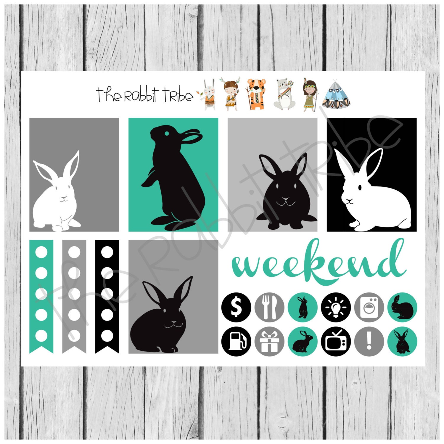 Weekly Sticker Set Rabbits Bunnies Planner Stickers | Etsy