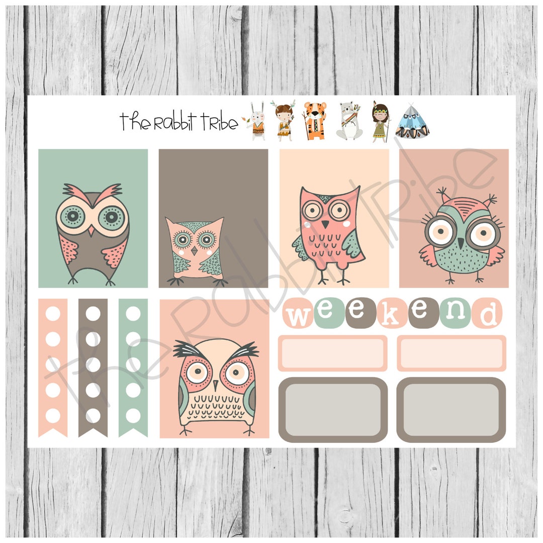 Weekly Sticker Set - Owltastic, Owls - Planner Stickers - Etsy