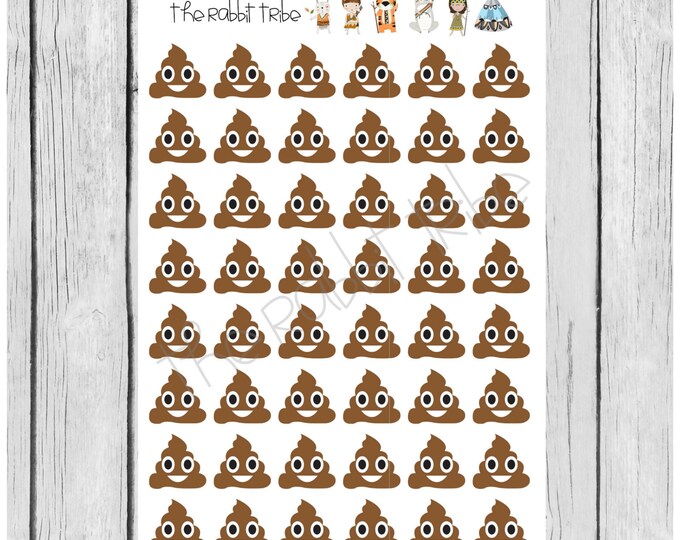 Poop Emoji Stickers 1/2 Each, Planner Stickers, Poop Emoji Stickers for
