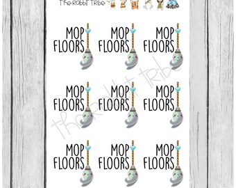 Mini Sticker Sheet - mop floor - planner stickers