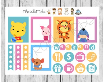 Weekly sticker set - Pooh and friends - planner stickers