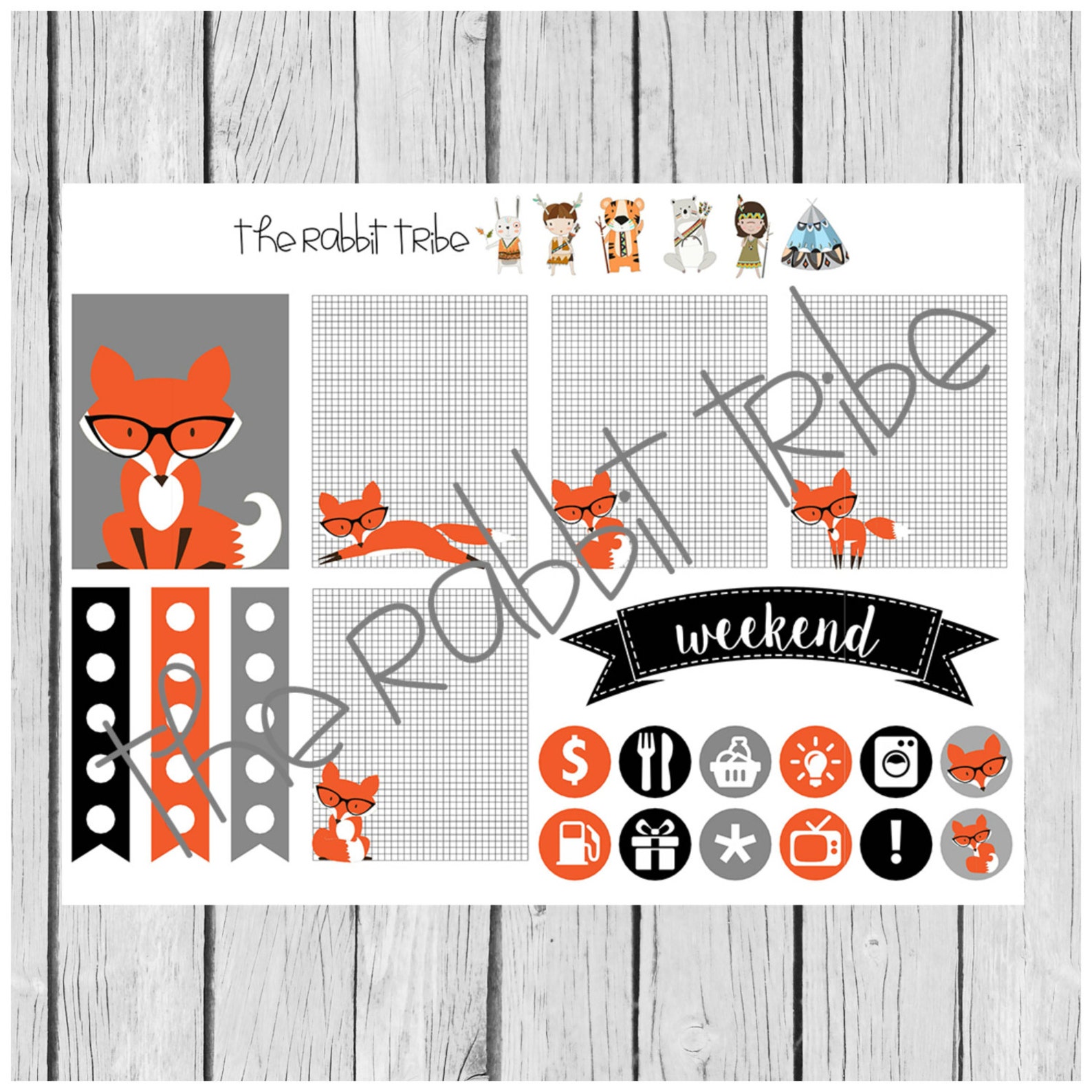 Weekly Sticker Set Fox Planner Stickers - Etsy