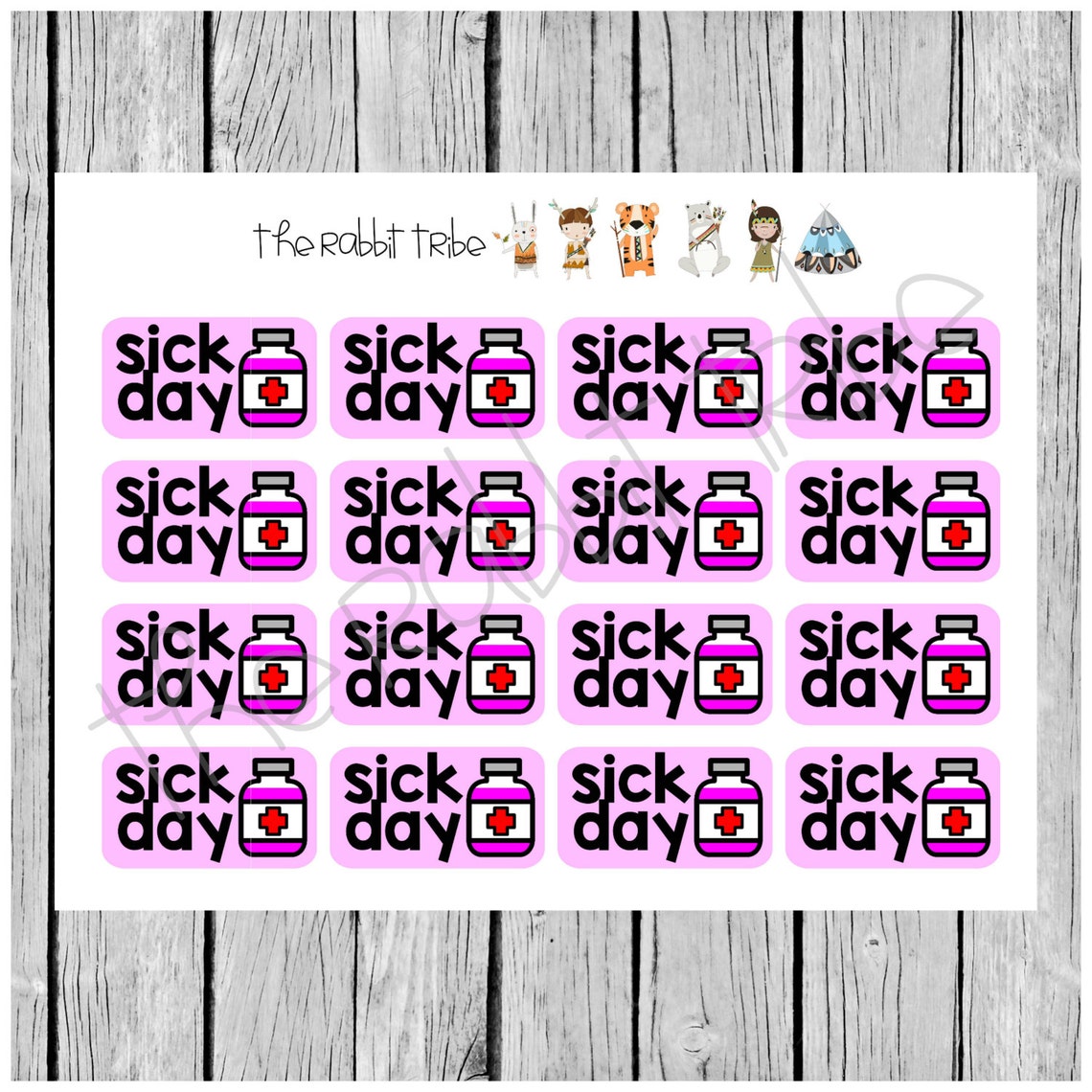 28 Handmade Sick Day Planner Stickers - US Seller - For All Planner Brands