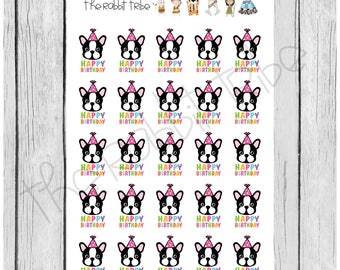 Mini Sticker Sheet - frenchies happy birthday - planner stickers