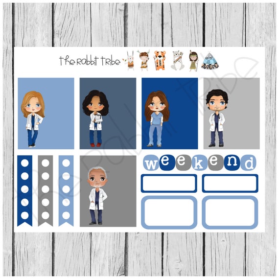weekly sticker set grey s anatomy planner stickers etsy