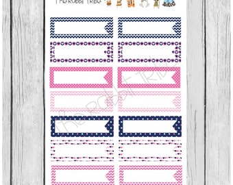 Mini Sticker Sheet - pink and navy page flag boxes - planner stickers