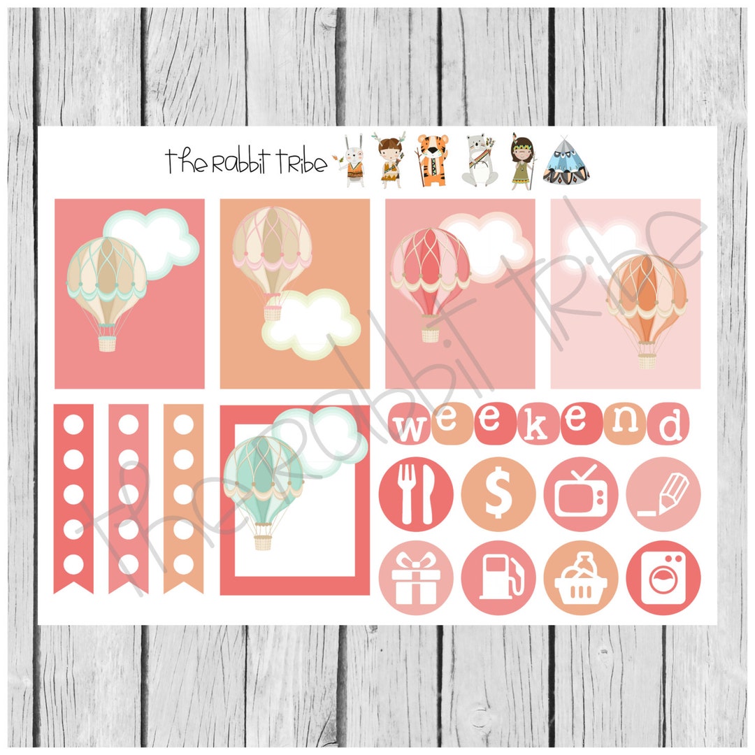Weekly Sticker Set - Hot Air Balloons - Planner Stickers - Etsy