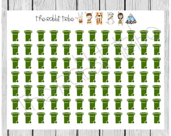 Mini Icons - bins, garbage, wheelie bins, recycling - planner stickers