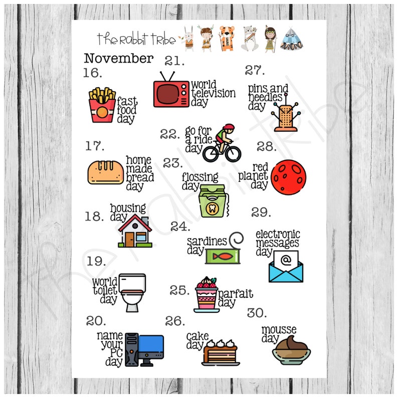 November Wacky Holidays Planner Stickers Etsy