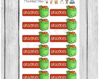 Mini Sticker Sheets - groceries - planner stickers