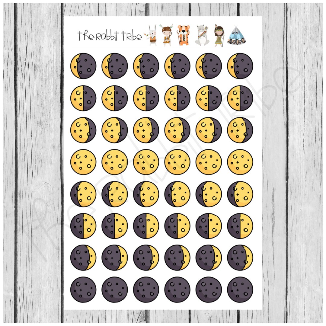 Mini Sticker Sheet - Phases of the Moon - Planner Stickers - Etsy