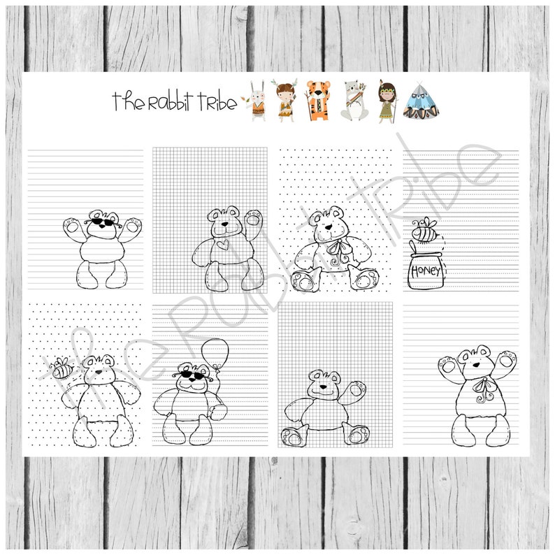 Sketchy Sets teddy bear, teddies planner stickers image 2