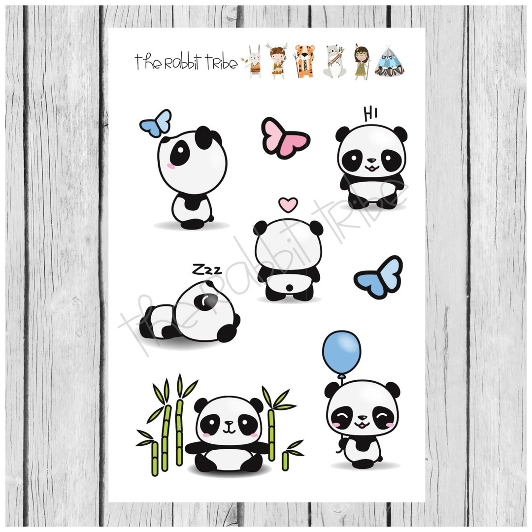 Kawaii Panda Stickers, Cute Panda Stickers, Kawaii Stickers, Kawaii Animal,  Cute Animal Stickers, Stickers, Planner Decoration Sticker 1064 