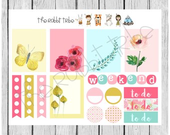 Weekly sticker set - Flowers - planner stickers