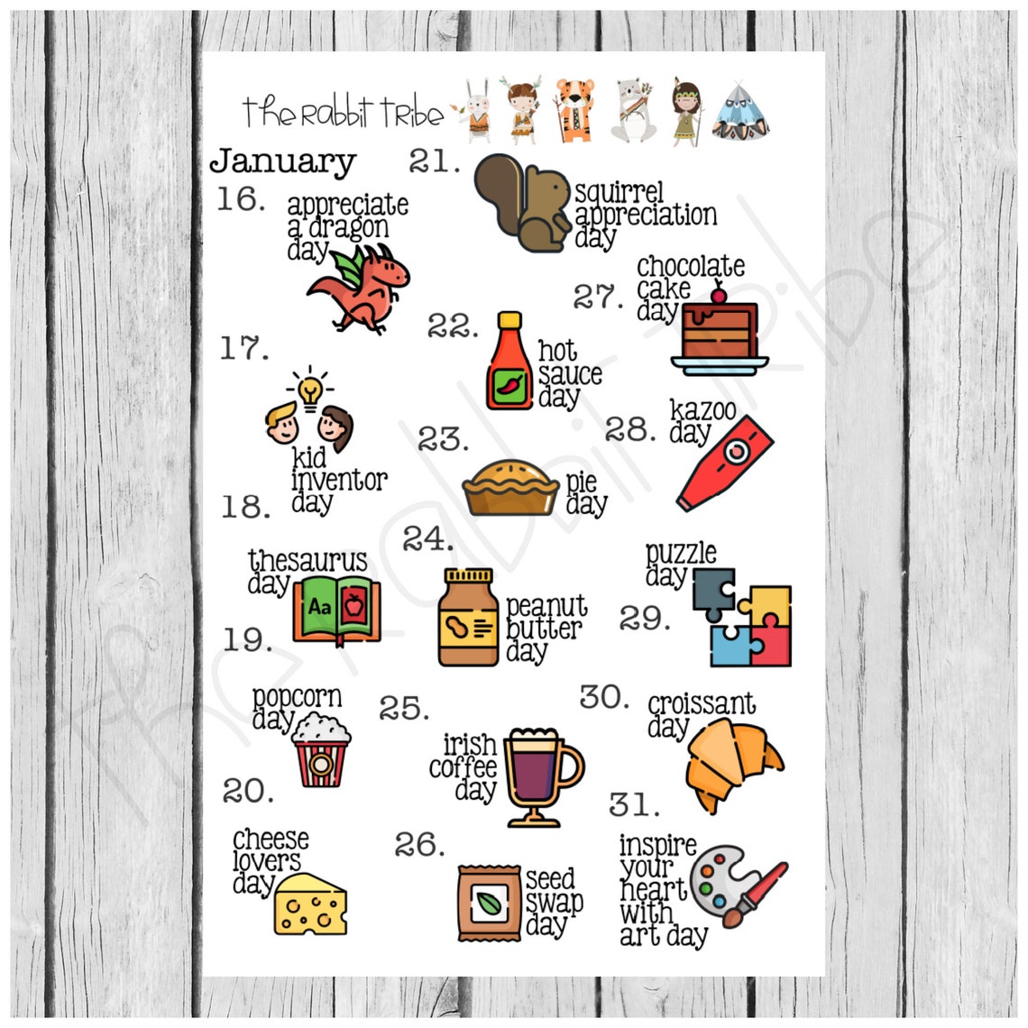 January wacky holidays planner stickers Etsy