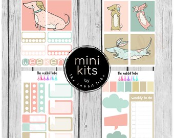 Mini Kits - Pastel Sausage Dog - planner stickers